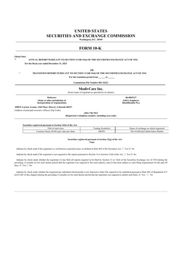 Thumbnail ModivCare 10-K Annual Report 2023