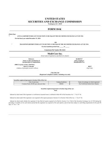 Thumbnail ModivCare 10-K Annual Report 2024