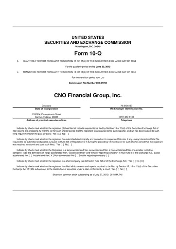 Vorschaubild CNO Financial Group
 10-Q Quartalsbericht 2010 