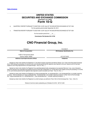 Vorschaubild CNO Financial Group
 10-Q Quartalsbericht 2012 