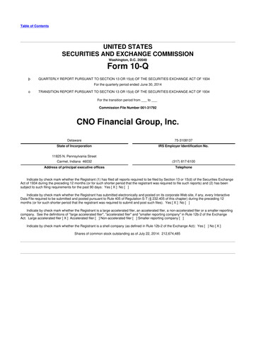 Vorschaubild CNO Financial Group
 10-Q Quartalsbericht 2014 