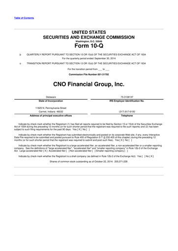 Vorschaubild CNO Financial Group
 10-Q Quartalsbericht 2014 