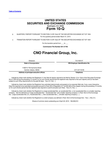 Vorschaubild CNO Financial Group
 10-Q Quartalsbericht 2015 