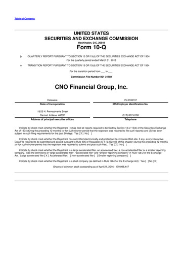 Vorschaubild CNO Financial Group
 10-Q Quartalsbericht 2016 