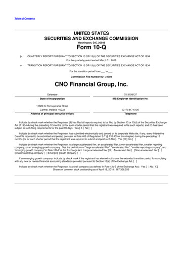Vorschaubild CNO Financial Group
 10-Q Quartalsbericht 2018 