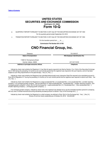 Vorschaubild CNO Financial Group
 10-Q Quartalsbericht 2018 