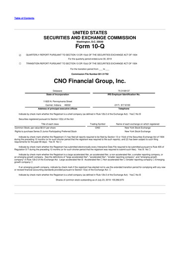 Vorschaubild CNO Financial Group
 10-Q Quartalsbericht 2019 