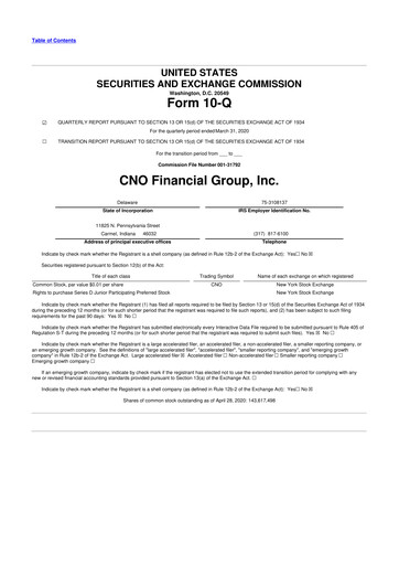 Vorschaubild CNO Financial Group
 10-Q Quartalsbericht 2020 