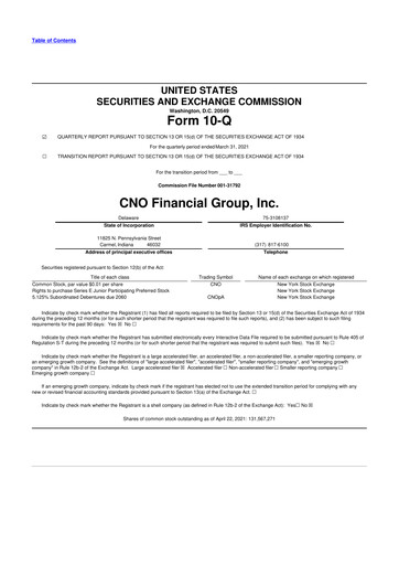 Vorschaubild CNO Financial Group
 10-Q Quartalsbericht 2021 