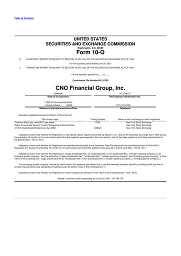 Vorschaubild CNO Financial Group
 10-Q Quartalsbericht 2021 