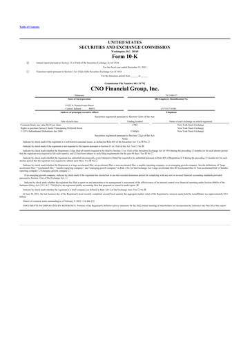 Vorschaubild CNO Financial Group
 10-K Jahresbericht 2021