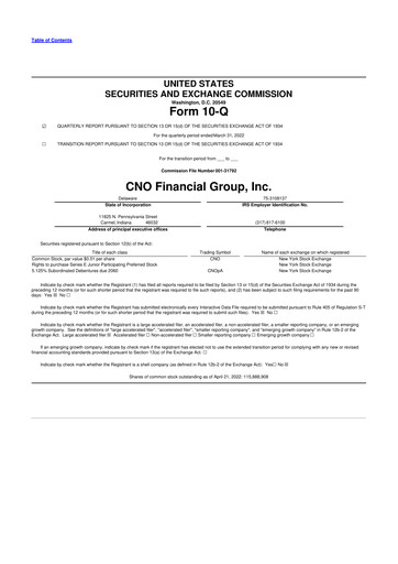 Vorschaubild CNO Financial Group
 10-Q Quartalsbericht 2022 