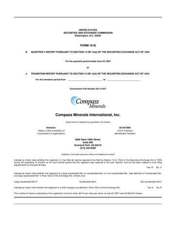 Thumbnail Compass Minerals 10-Q Quarterly Report FY 