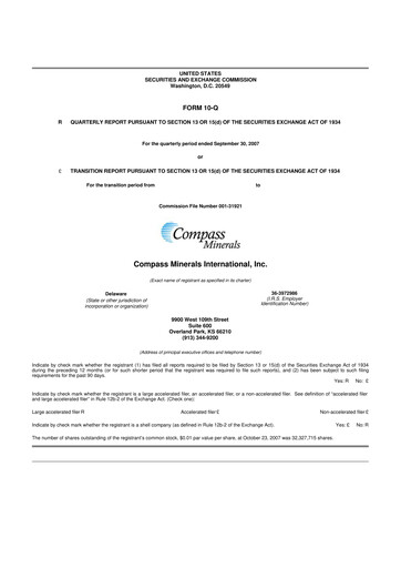 Thumbnail Compass Minerals 10-Q Quarterly Report FY 