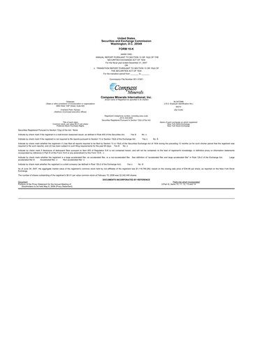 Miniature Compass Minerals 10-K Rapport annuel 