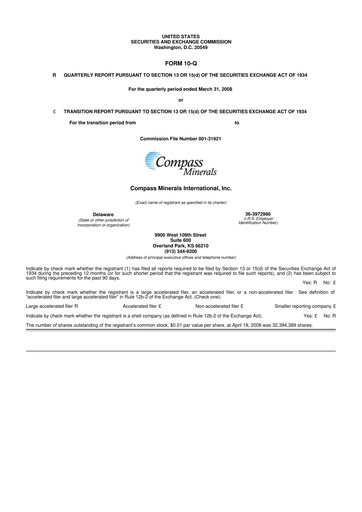 Thumbnail Compass Minerals 10-Q Quarterly Report FY 