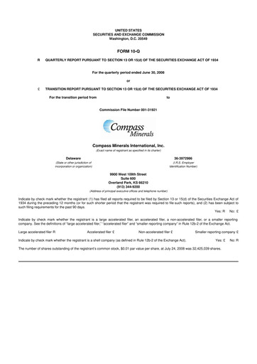 Thumbnail Compass Minerals 10-Q Quarterly Report FY 