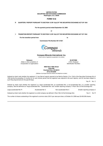 Thumbnail Compass Minerals 10-Q Quarterly Report FY 