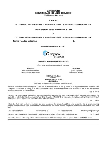 Thumbnail Compass Minerals 10-Q Quarterly Report FY 