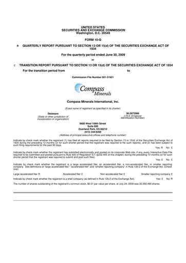 Thumbnail Compass Minerals 10-Q Quarterly Report FY 