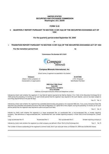 Thumbnail Compass Minerals 10-Q Quarterly Report FY 