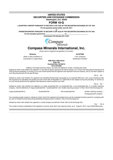 Thumbnail Compass Minerals 10-Q Quarterly Report FY2017 