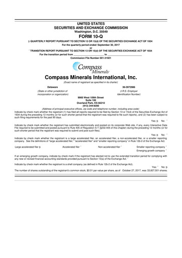 Thumbnail Compass Minerals 10-Q Quarterly Report FY2017 