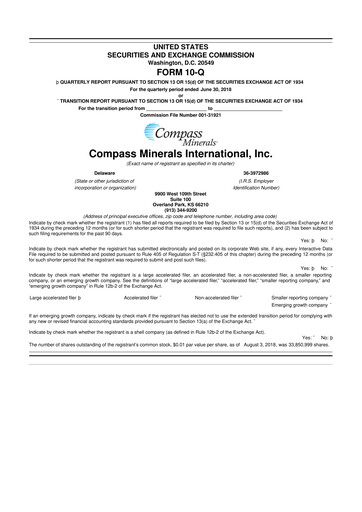 Thumbnail Compass Minerals 10-Q Quarterly Report FY2018 