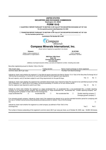 Thumbnail Compass Minerals 10-Q Quarterly Report FY2020 
