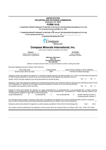 Thumbnail Compass Minerals 10-Q Quarterly Report FY2021 