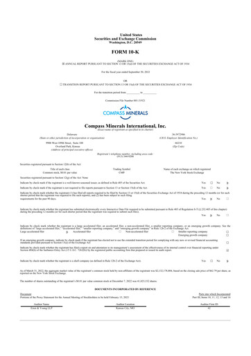 Miniature Compass Minerals 10-K Rapport annuel 2022