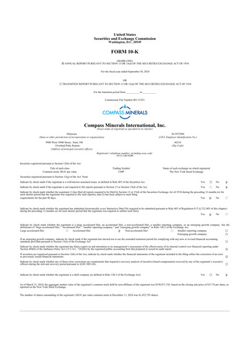 Miniature Compass Minerals 10-K Rapport annuel 2024