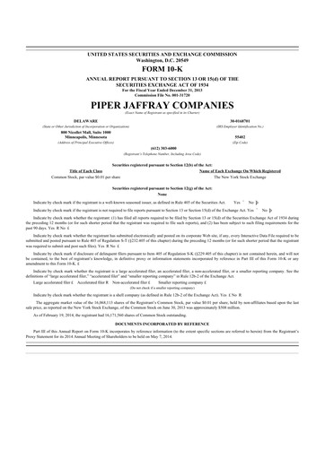 Thumbnail Piper Sandler
 10-K Annual Report 2013