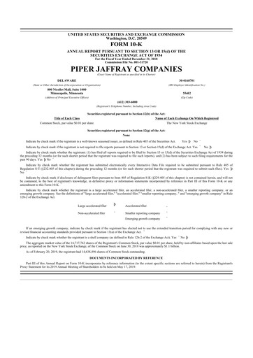 Thumbnail Piper Sandler
 10-K Annual Report 2018