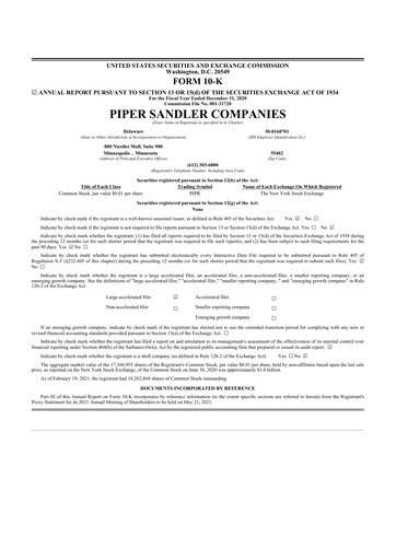 Thumbnail Piper Sandler
 10-K Annual Report 2020