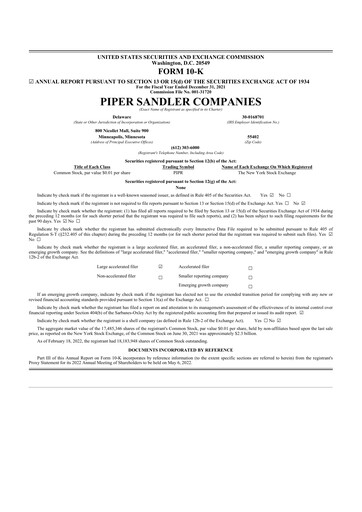 Thumbnail Piper Sandler
 10-K Annual Report 2021