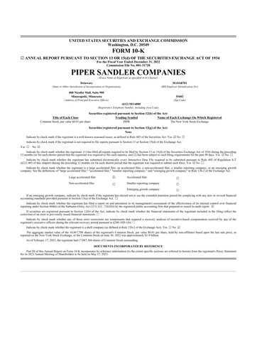 Thumbnail Piper Sandler
 10-K Annual Report 2022