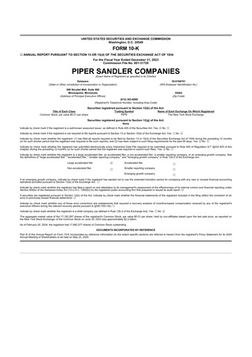 Thumbnail Piper Sandler
 10-K Annual Report 2023