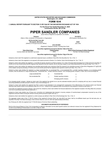 Thumbnail Piper Sandler
 10-K Annual Report 2024