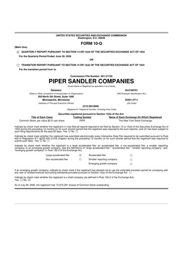 Thumbnail Piper Sandler
 10-Q Quarterly Report FY2026 