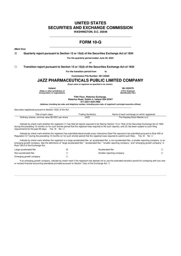 Vorschaubild Jazz Pharmaceuticals 10-Q Quartalsbericht 2024 