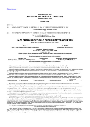 Thumbnail Jazz Pharmaceuticals 10-K Annual Report 2025