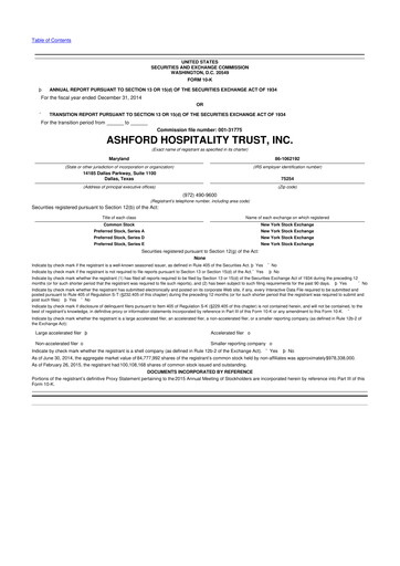 Thumbnail Ashford Hospitality Trust 10-K Annual Report 2014