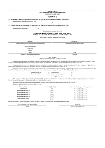 Thumbnail Ashford Hospitality Trust 10-Q Quarterly Report FY2020 