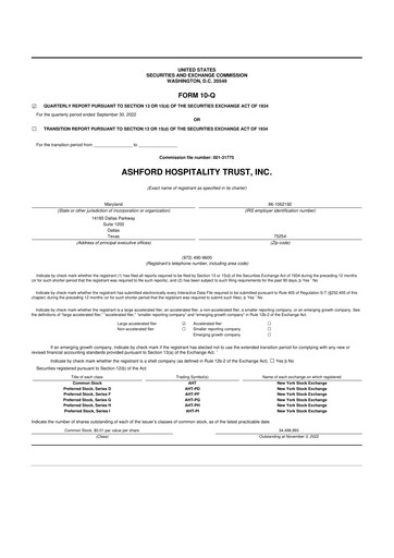 Thumbnail Ashford Hospitality Trust 10-Q Quarterly Report FY2022 