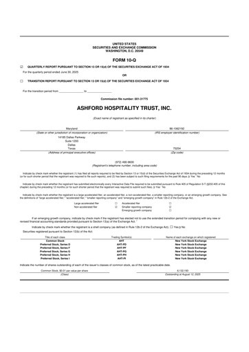 Thumbnail Ashford Hospitality Trust 10-Q Quarterly Report FY2025 