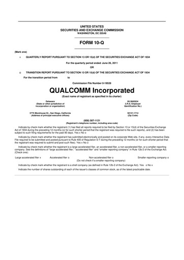 Vorschaubild QUALCOMM 10-Q Quartalsbericht 2011 