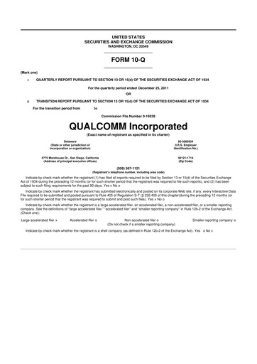 Vorschaubild QUALCOMM 10-Q Quartalsbericht 2012 