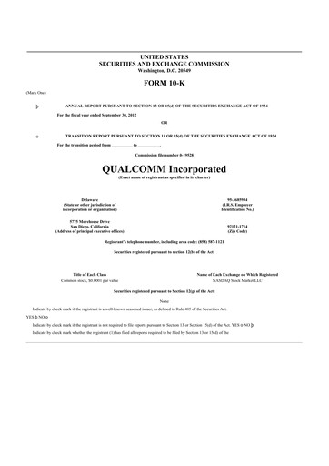 Thumbnail QUALCOMM 10-K Annual Report 2012