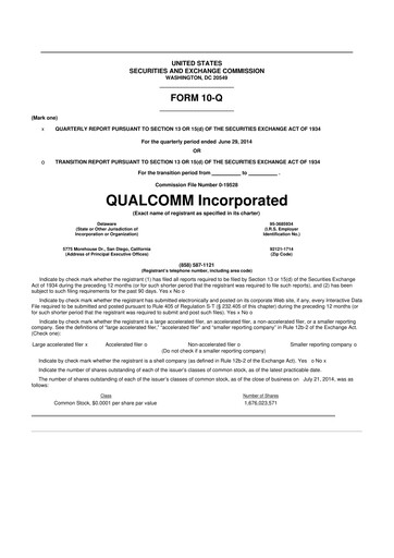 Vorschaubild QUALCOMM 10-Q Quartalsbericht 2014 